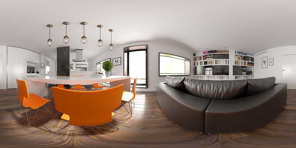 360 panorama of a home interior.